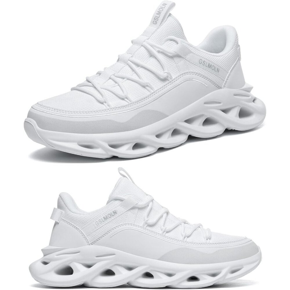 Women's All White Running Walking Breathable Fabric Sneakers Athletic Shoes